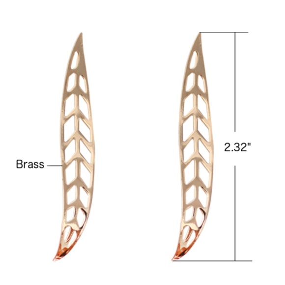NEW Minimalist Brass Leaf Earrings - Picture 5 of 5
